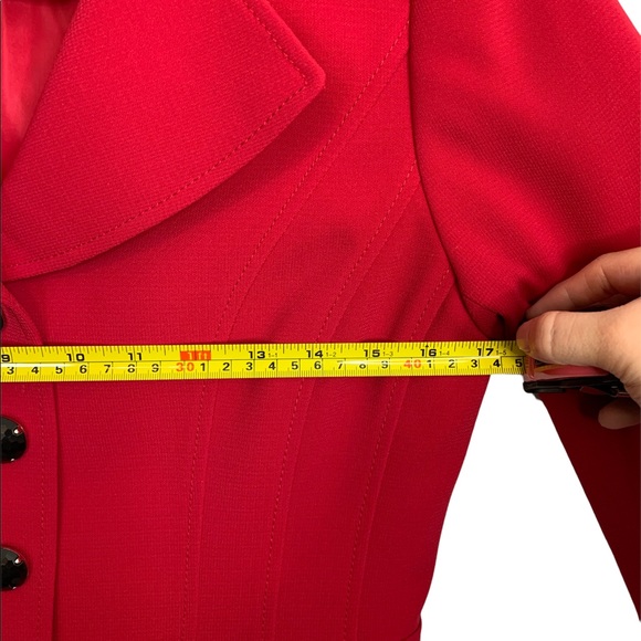 Tahari Red Vintage Retro Business Blazer Jacket - Picture 7 of 11